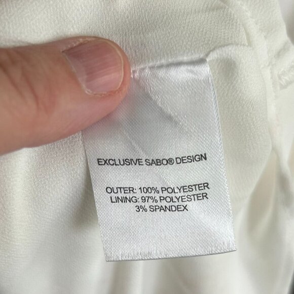 SABO STITCH Short Puff Sleeve Long Ivory Summer Maxi Dress Size US S - Picture 8 of 11